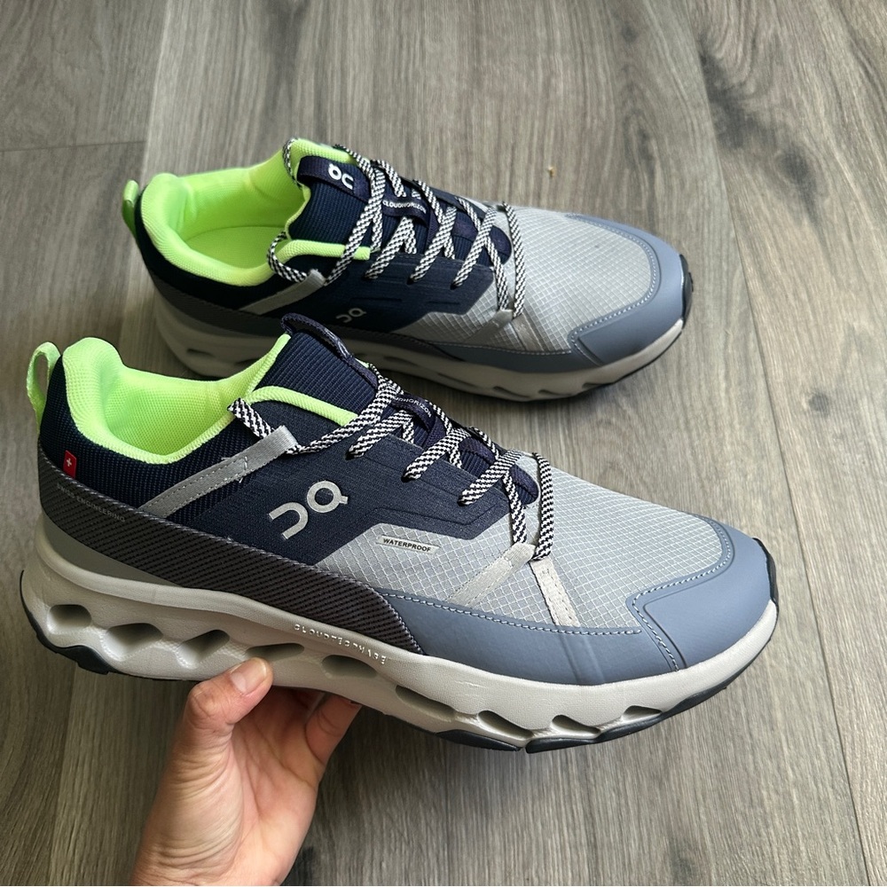 ON Running Gray and Neon Green Sneakers